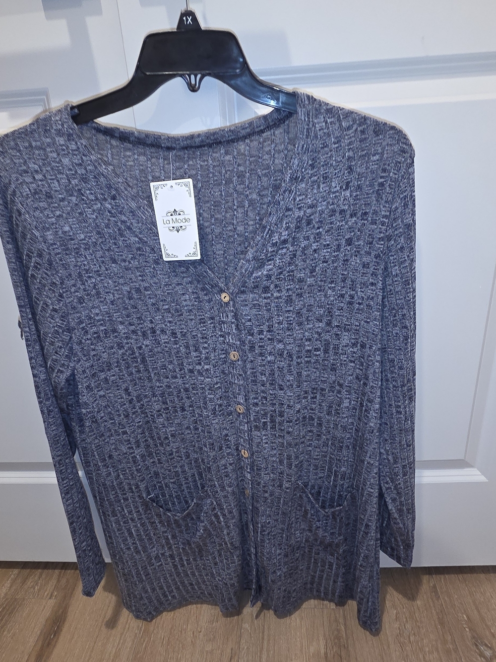 La Mode Charcoal Knit Button-Front Cardigan